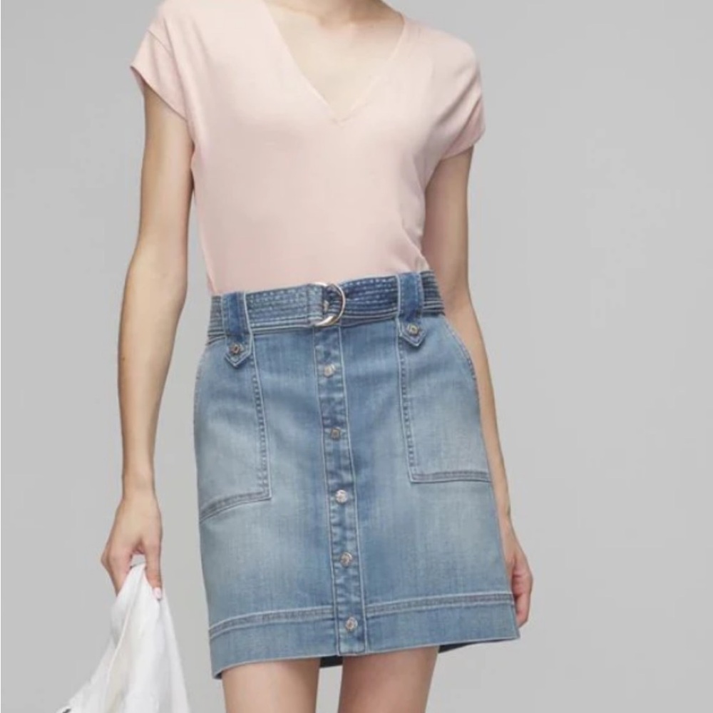 White House Black Market - NWT -  Light Blue Denim Mini Skirt - Size 0 /2
